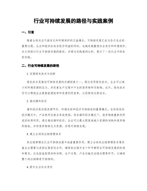 行业可持续发展的路径与实践案例