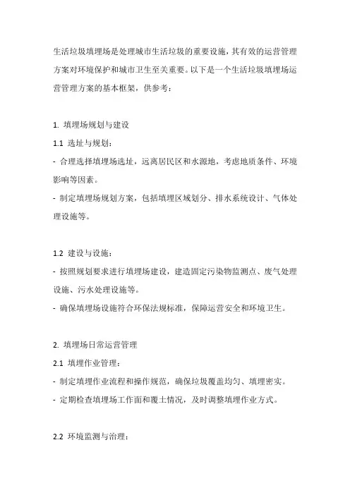 生活垃圾填埋场运营管理方案