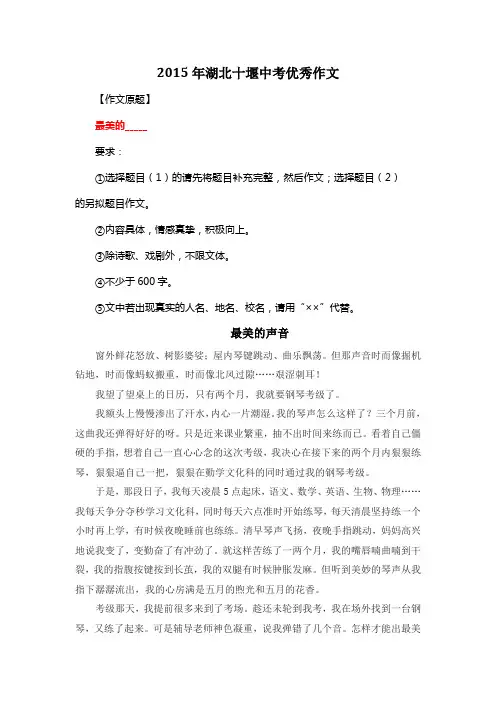 2015年湖北十堰中考优秀作文《最美的声音》3