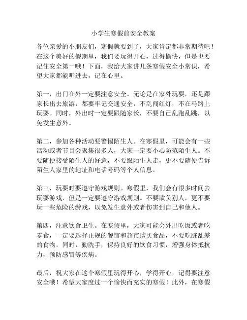 小学生寒假前安全教案