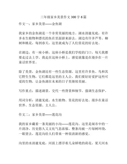 三年级家乡美景作文300字6篇