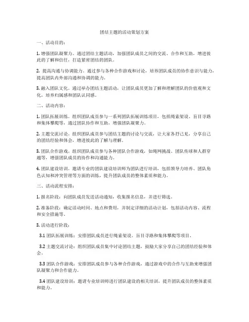 团结主题的活动策划方案