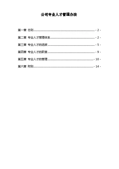专业人才管理办法