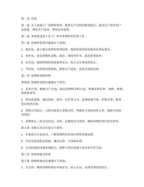 工厂原物料管理制度