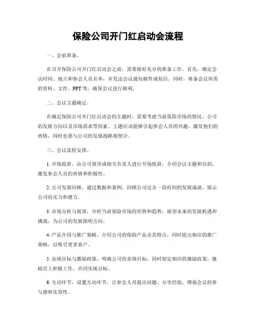 保险公司开门红启动会流程