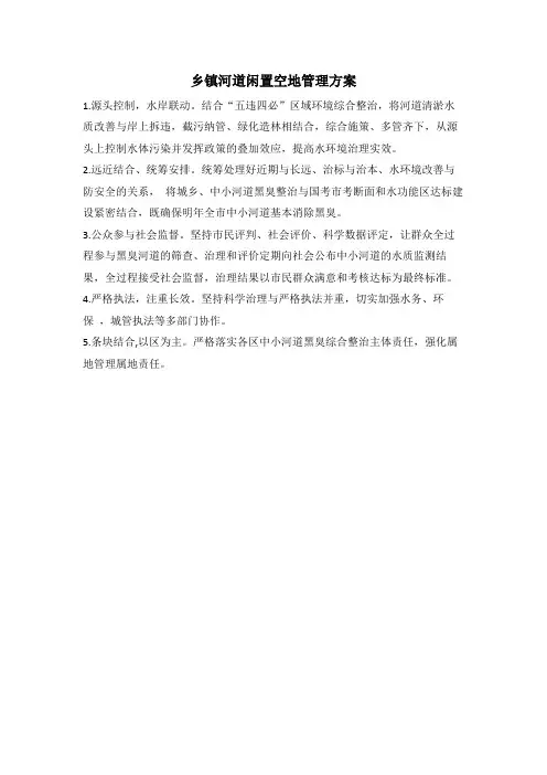 乡镇河道闲置空地管理方案