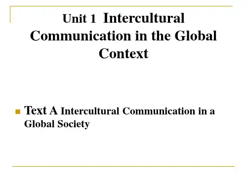 unit 1 intercultural communication in global context