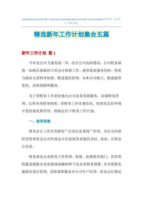 2021年精选新年工作计划集合五篇