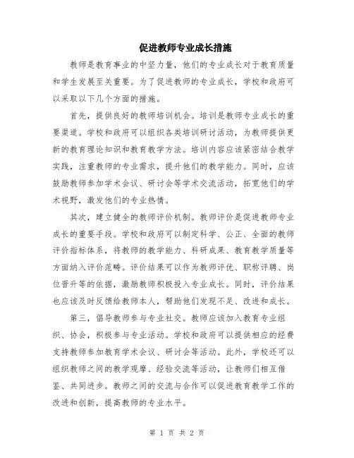 促进教师专业成长措施