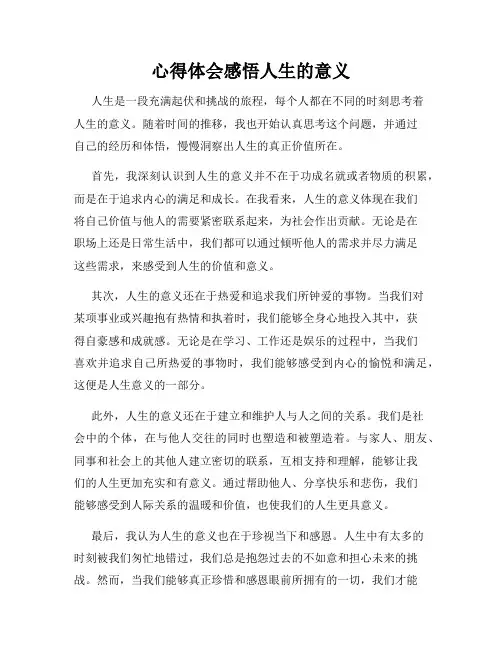 心得体会感悟人生的意义