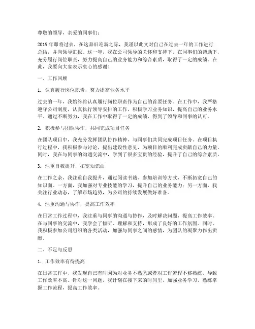 二0一九年度个人工作总结