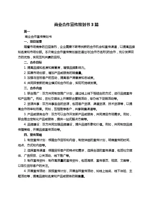 商业合作宣传策划书3篇