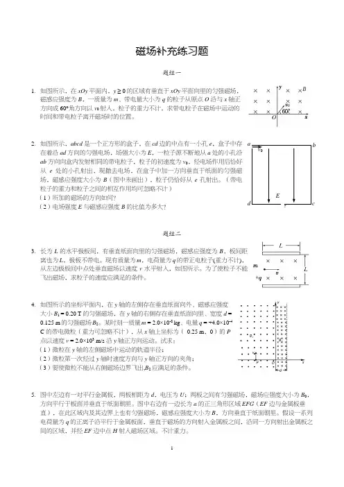 高中物理磁场经典习题(题型分类)含答案
