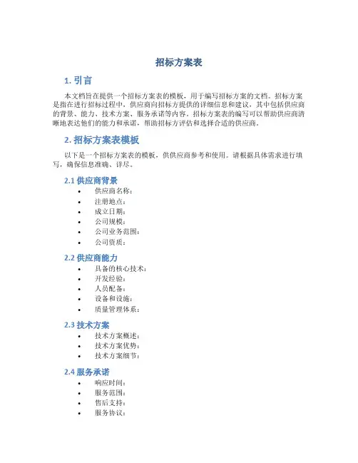 招标方案表