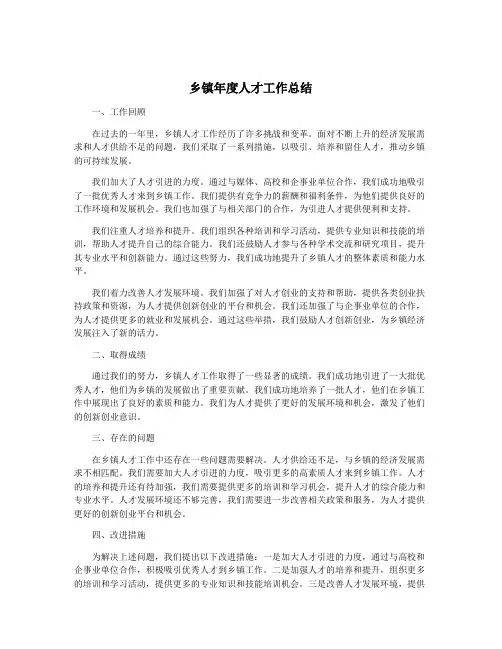 乡镇年度人才工作总结