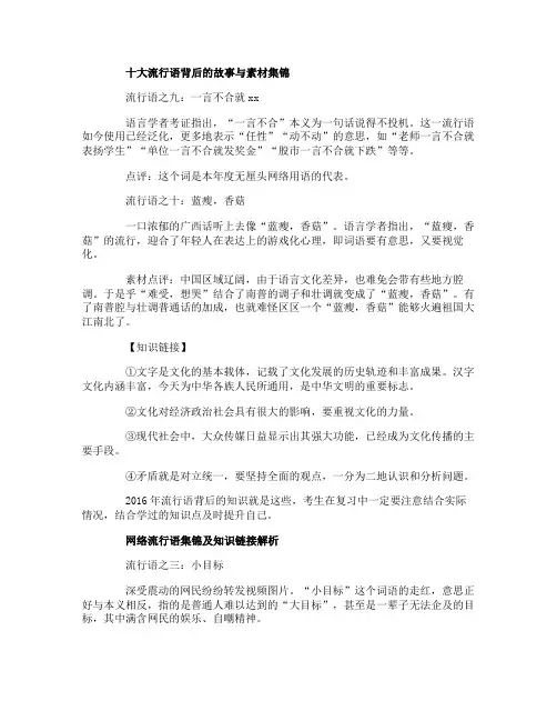 高考政治网络流行语知识链接解析及素材集锦