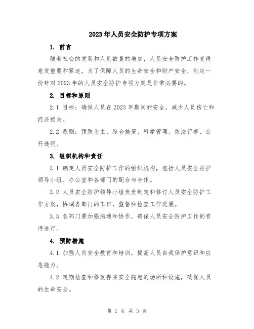 2023年人员安全防护专项方案