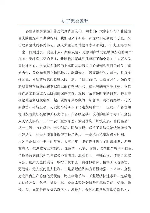 知青聚会致辞