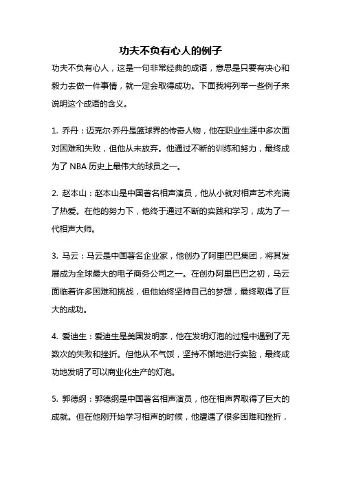 功夫不负有心人的例子