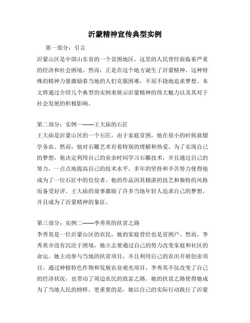 沂蒙精神宣传典型实例