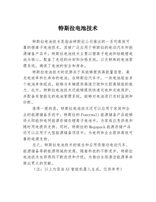 特斯拉电池技术