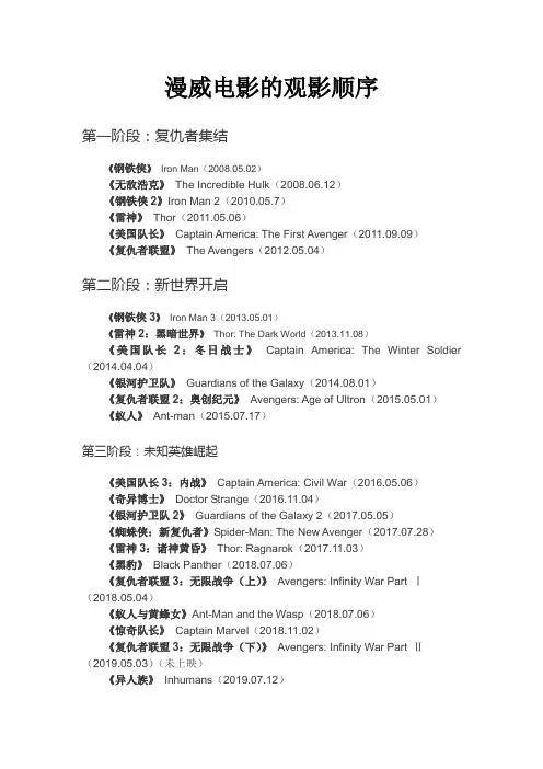 漫威电影的观影顺序