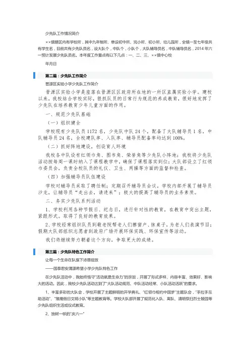 学校少先队工作情况简介