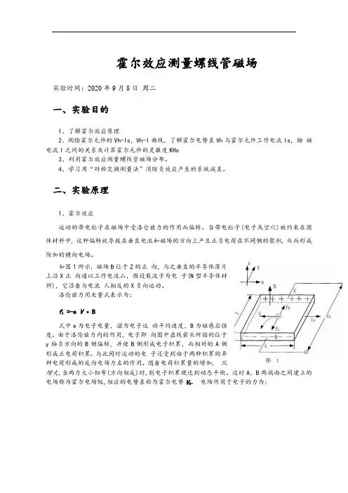 5.霍尔效应测量磁场 实验报告