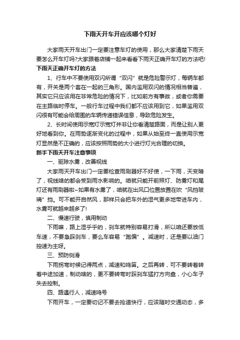 下雨天开车开应该哪个灯好