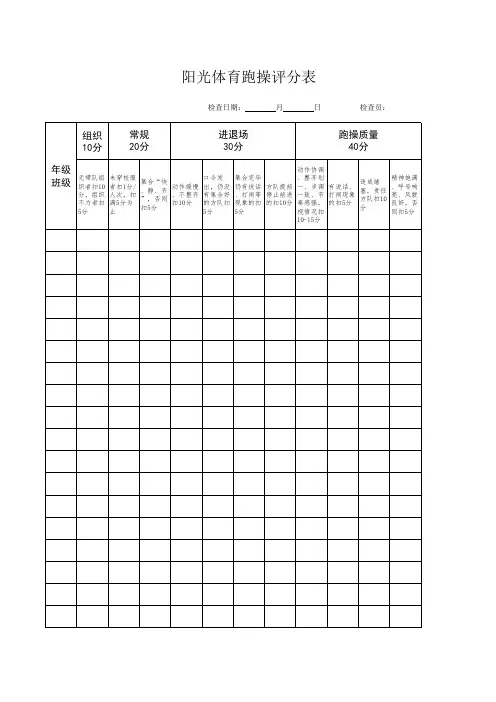 阳光体育跑操活动评分表