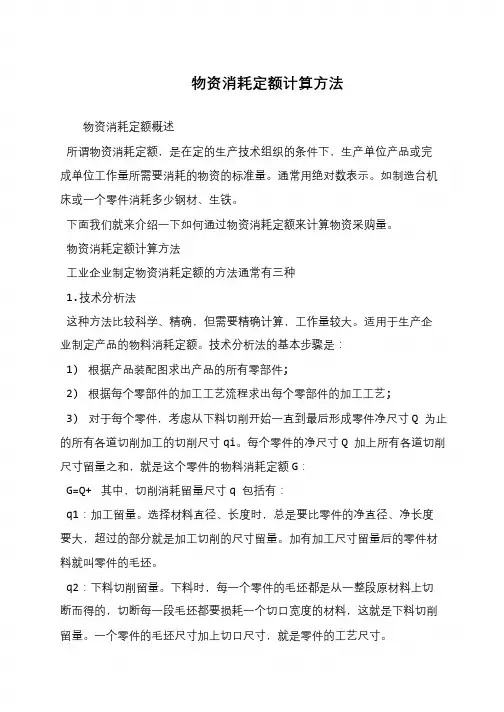 物资消耗定额计算方法
