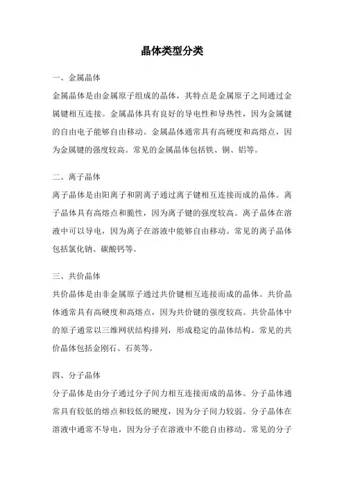 晶体类型分类