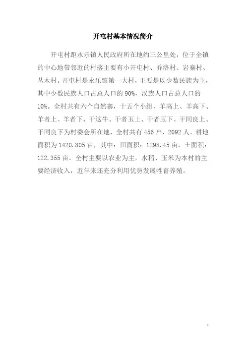 永乐镇各个村基本情况简介