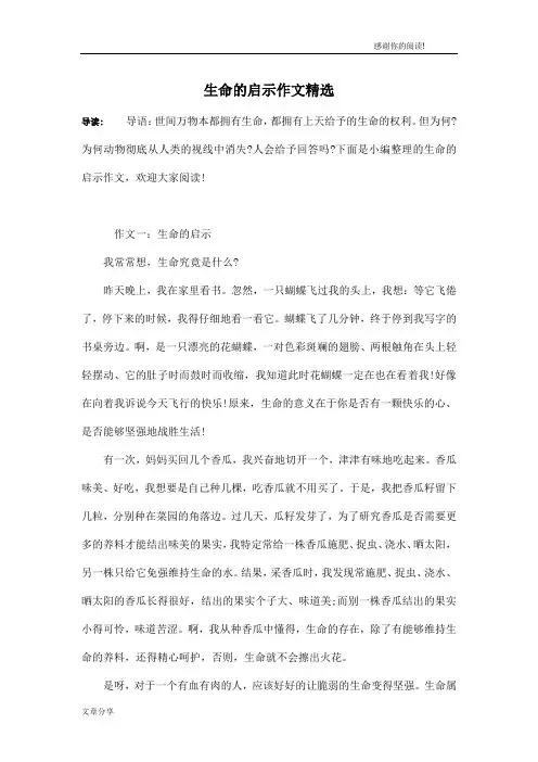 生命的启示作文精选