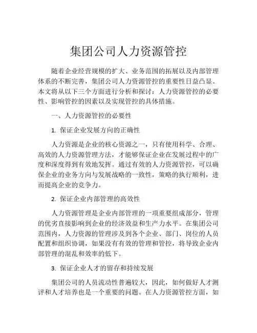 集团公司人力资源管控