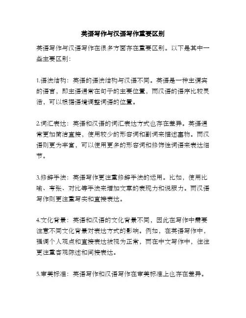 英语写作与汉语写作重要区别