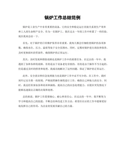 锅炉工作总结范例