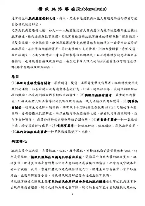 横纹肌溶解症(Rhabdomyolysis)解读