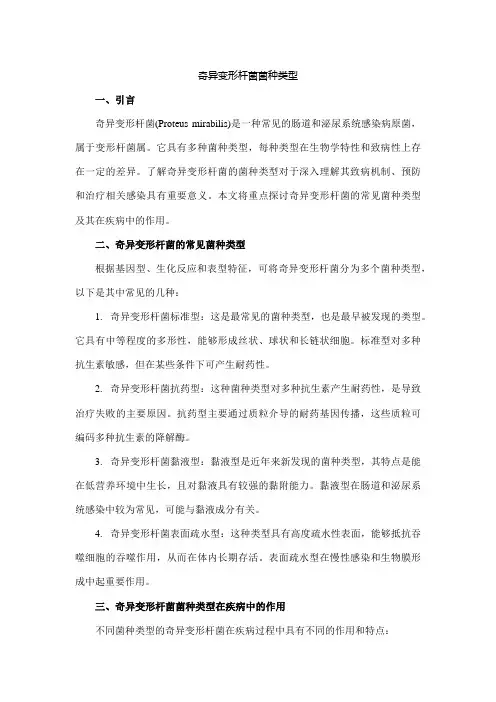 奇异变形杆菌菌种类型