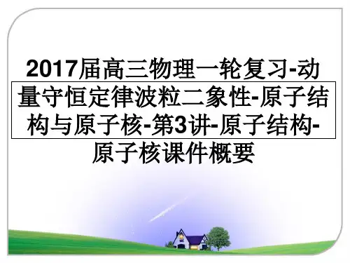 最新届高三物理一轮复习-动量守恒定律波粒二象性-原子结构与原子核-第3讲-原子结构-原子核课件概要教