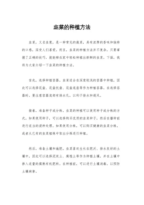 韭菜的种植方法