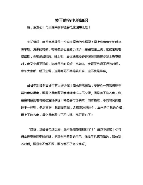 关于峰谷电的知识