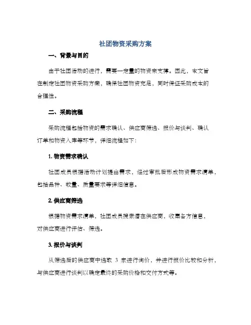 社团物资采购方案