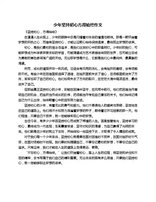 少年坚持初心方得始终作文