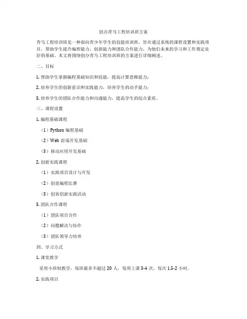 创办青马工程培训班方案