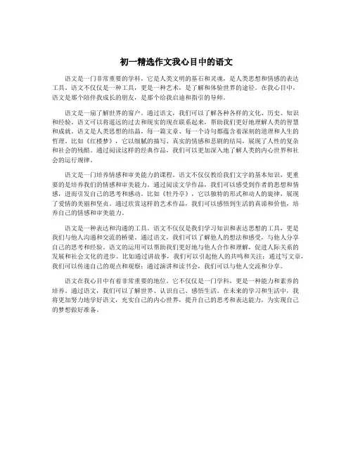 初一精选作文我心目中的语文
