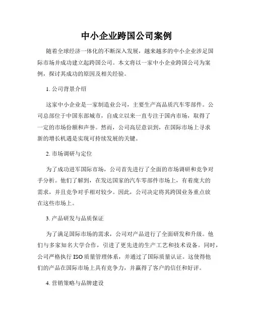 中小企业跨国公司案例