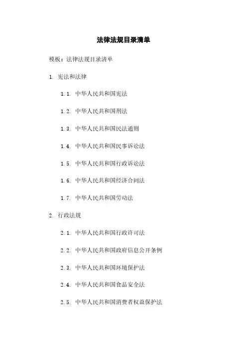 法律法规目录清单