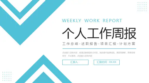 个人工作周报实习生转正述职PPT模板