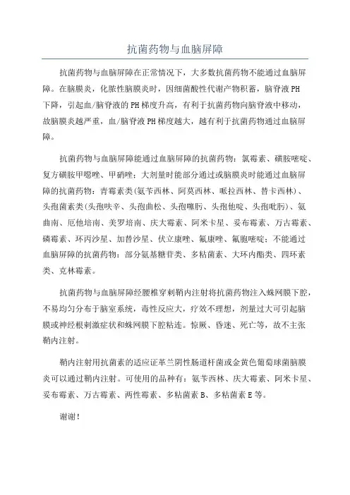 抗菌药物与血脑屏障